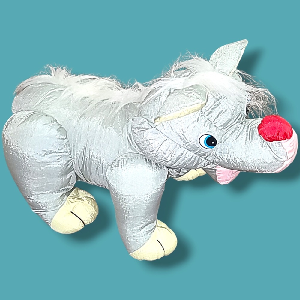 VTG Toy o Rama WOLF Plush NYLON PUFFALUMP STYLE Stuffed Animal Toy NWOT 15.5"